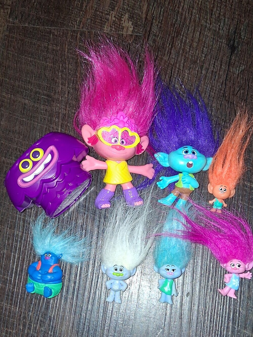 Trolls Mini Doll Lot with Bright Pink, Purple, Blue, Teal, Orange, White Hair